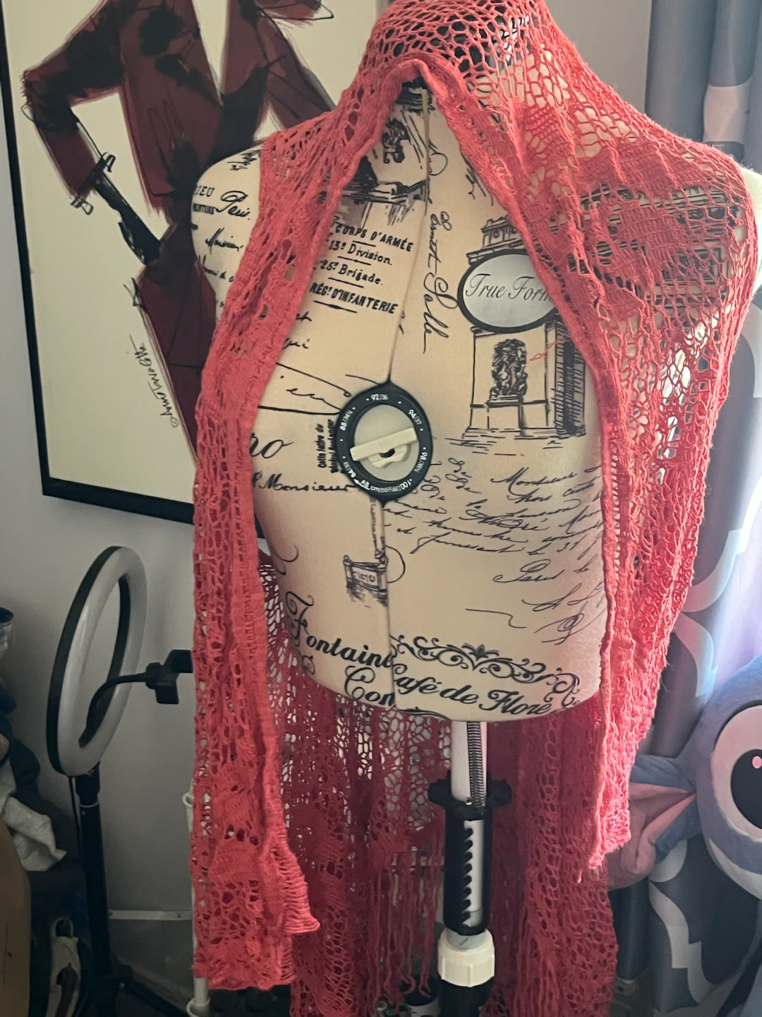 Coral Lace Open Weave Vest with Fringe - photo 2