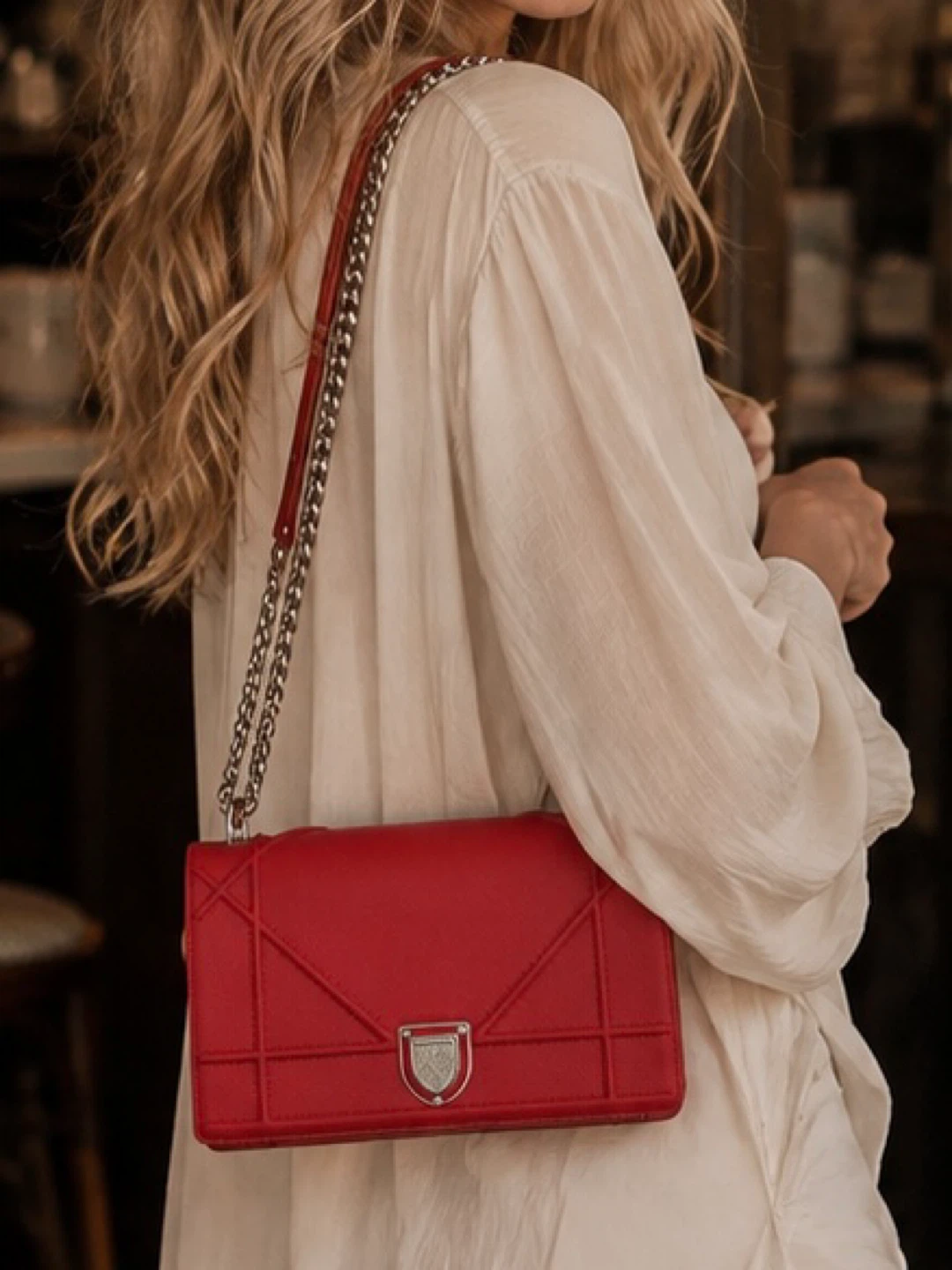 Like new Christian Dior Red Leather Chain Shoulder Bag - photo 2