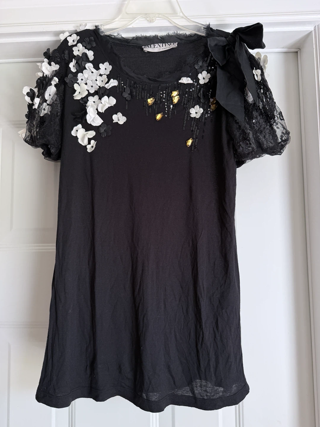 VALENTINO T-Shirt Couture Black Embellished Size Medium