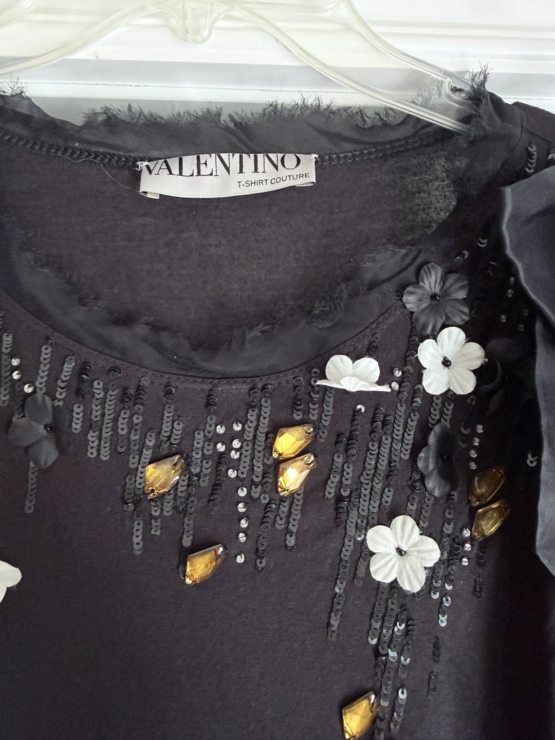 VALENTINO T-Shirt Couture Black Embellished Size Medium - photo 2