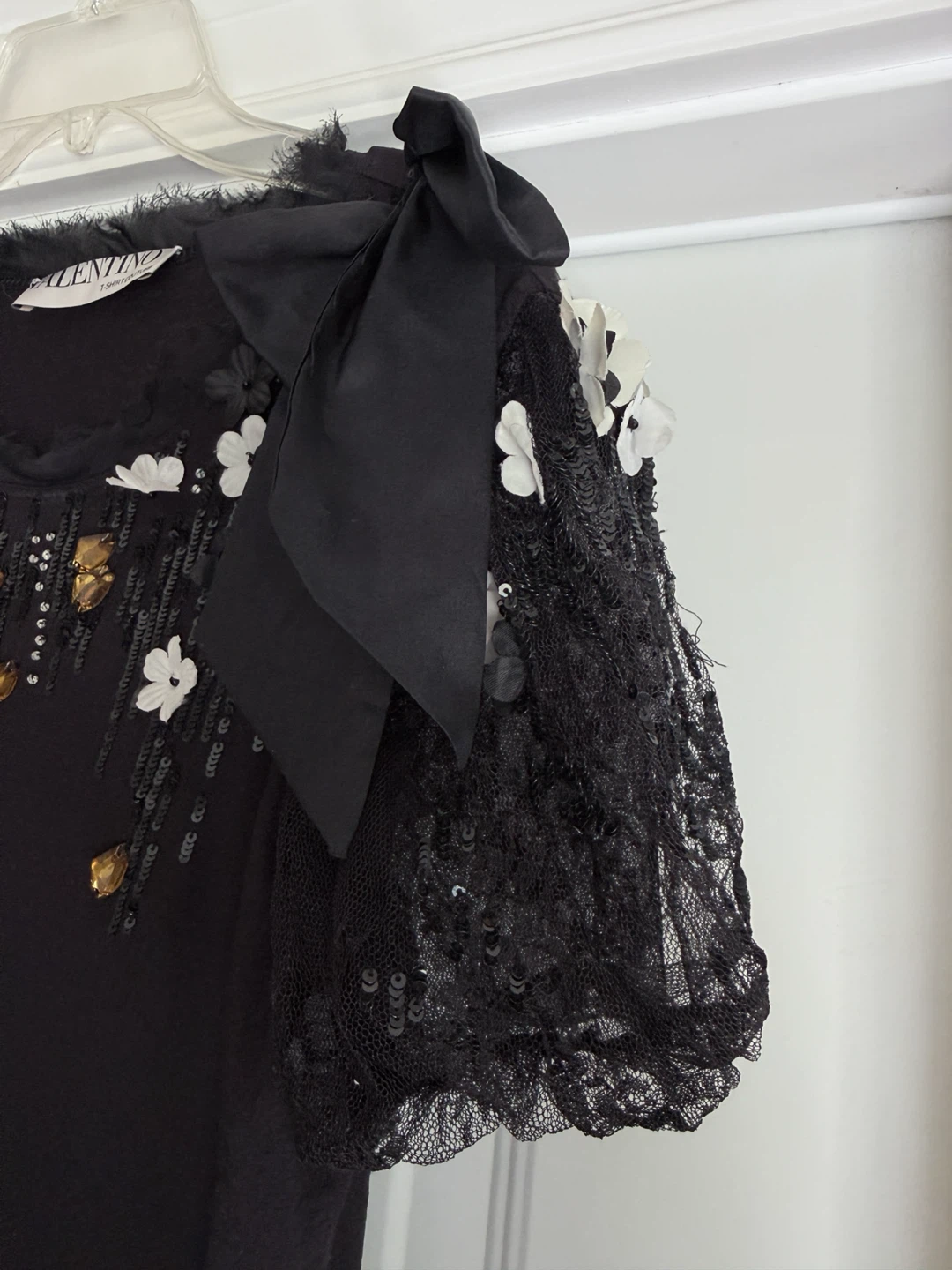 VALENTINO T-Shirt Couture Black Embellished Size Medium - photo 3