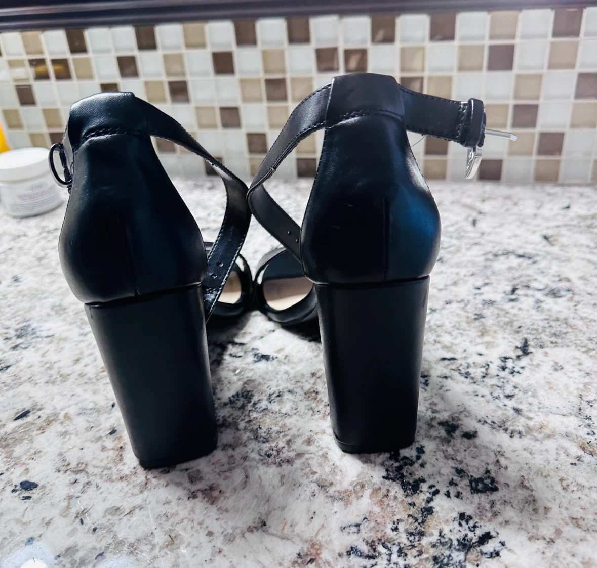 Nine West Black Strappy Block Heels