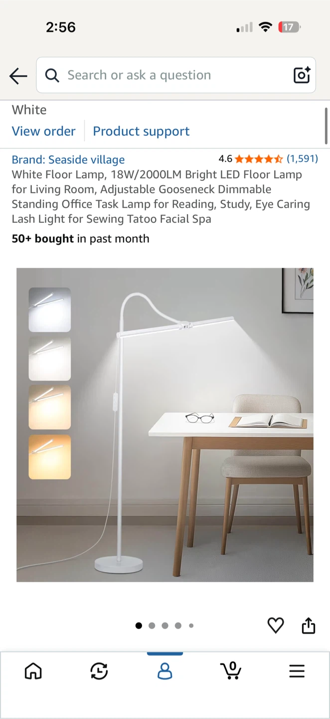 White Floor Lamp, 18W/2000LM Bright LED Floor Lamp