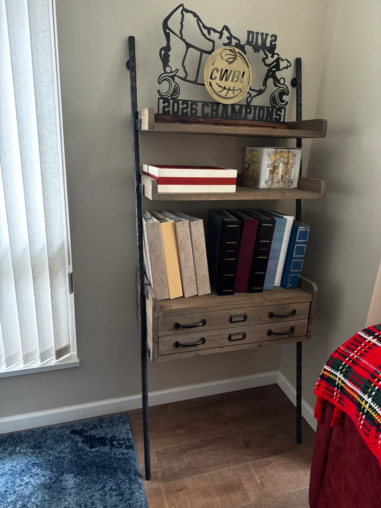 Ladder Bookshelf with Storage Drawers