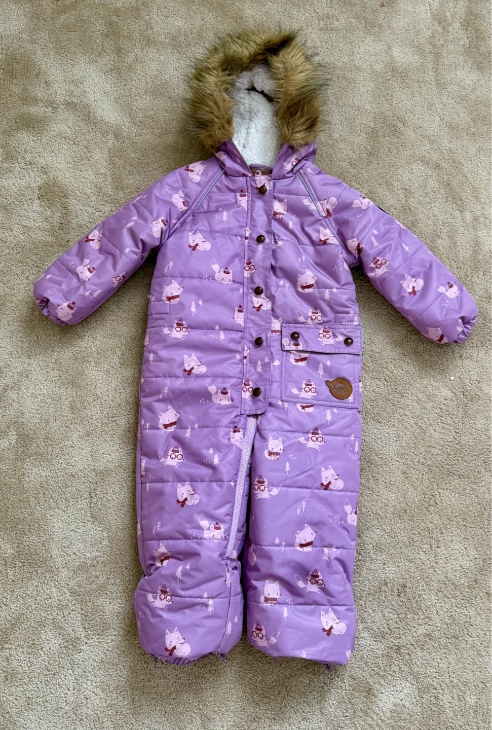 Souris Mini Snowsuit - 2-3 Years - Purple Fox Print