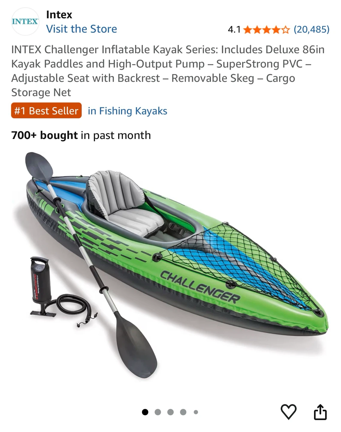 Intex Challenger K1 Inflatable Kayak Set