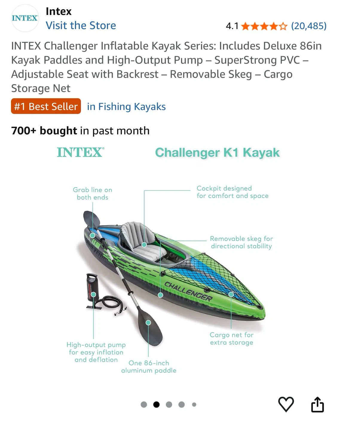 Intex Challenger K1 Inflatable Kayak Set - photo 2