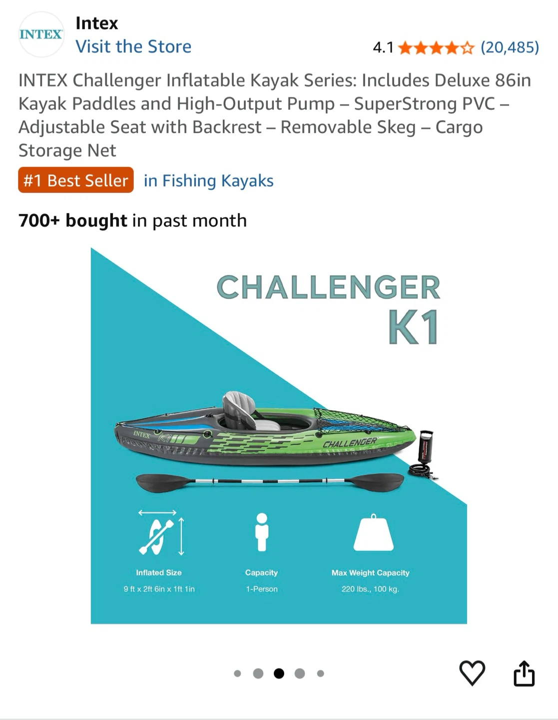Intex Challenger K1 Inflatable Kayak Set - photo 4