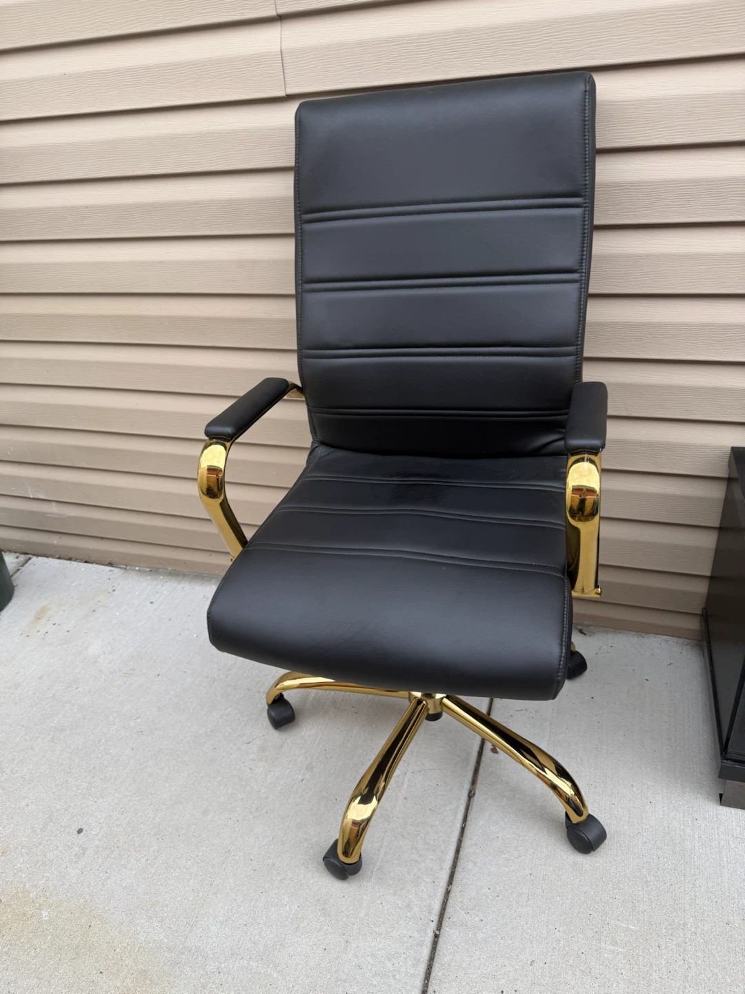 Black Executive Office Chair with Gold Accents
