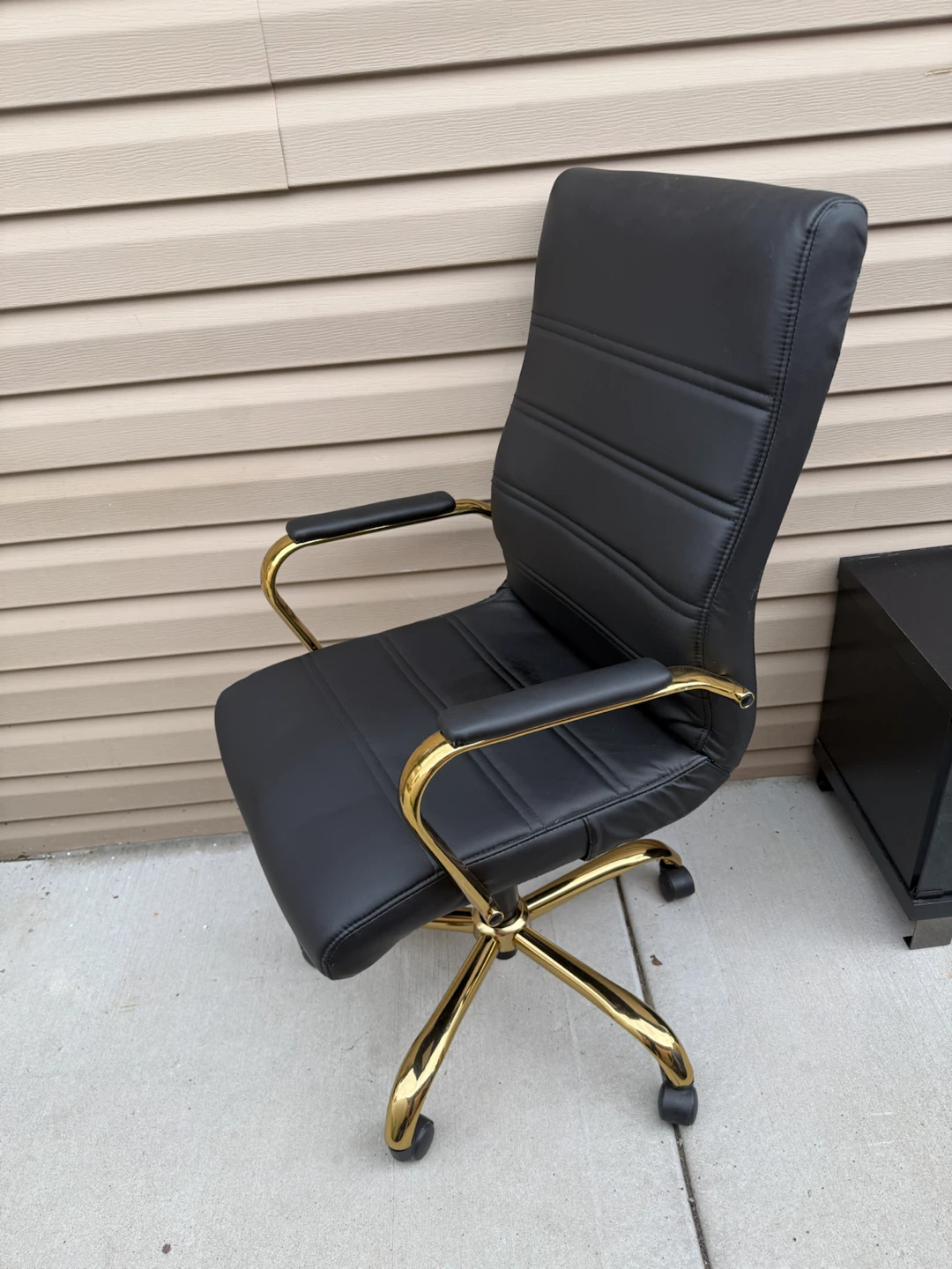 Black Executive Office Chair with Gold Accents - photo 4