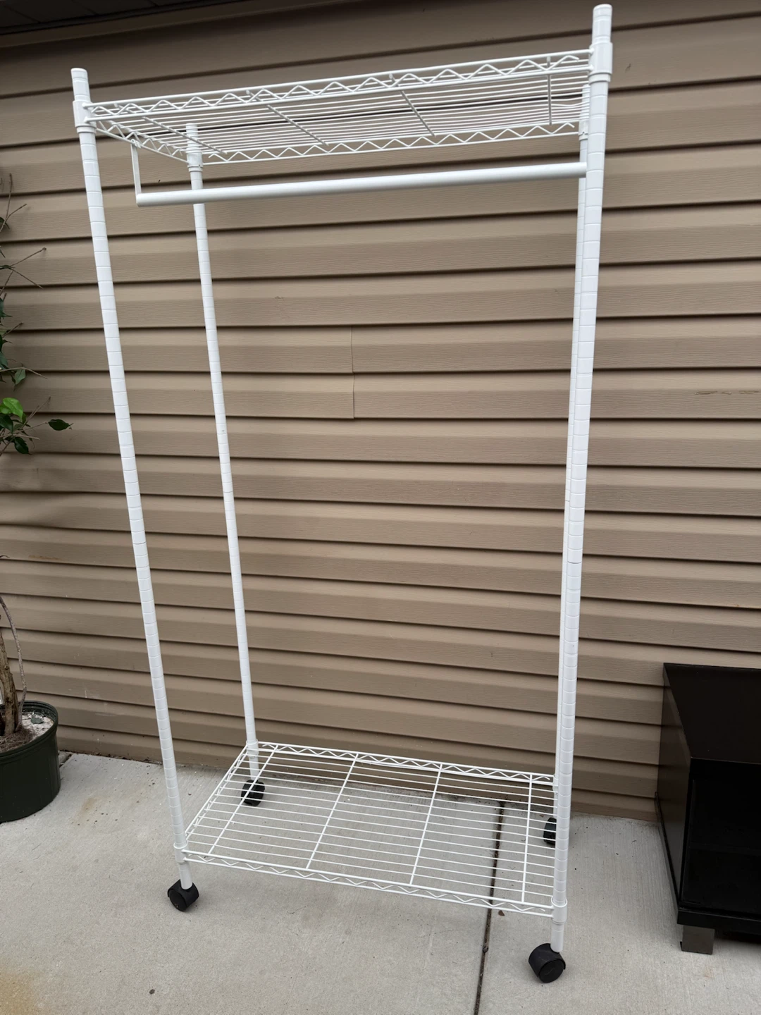 White Wire Garment Rack on Wheels
