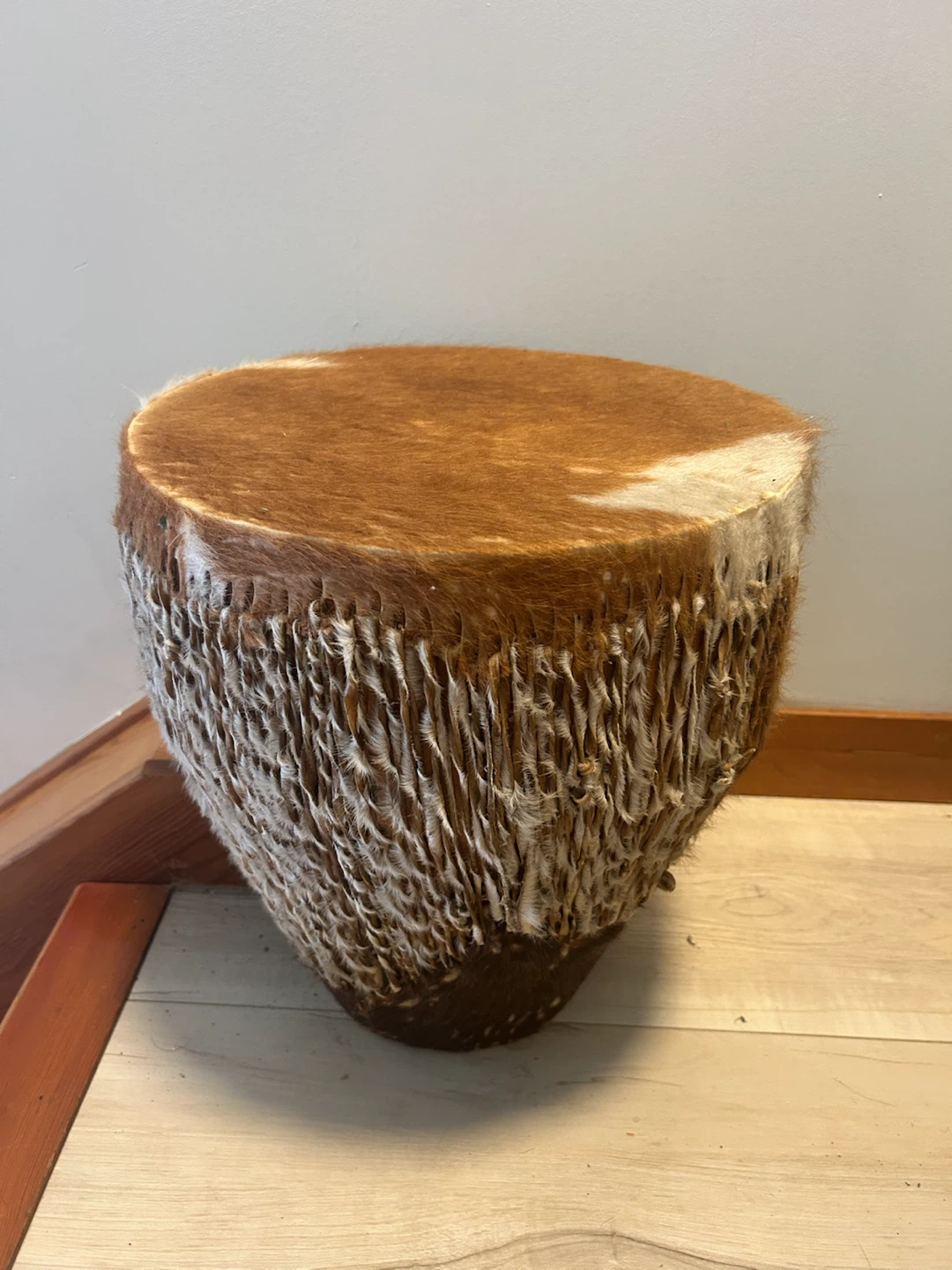 Unique Cowhide Drum Stool/Side Table