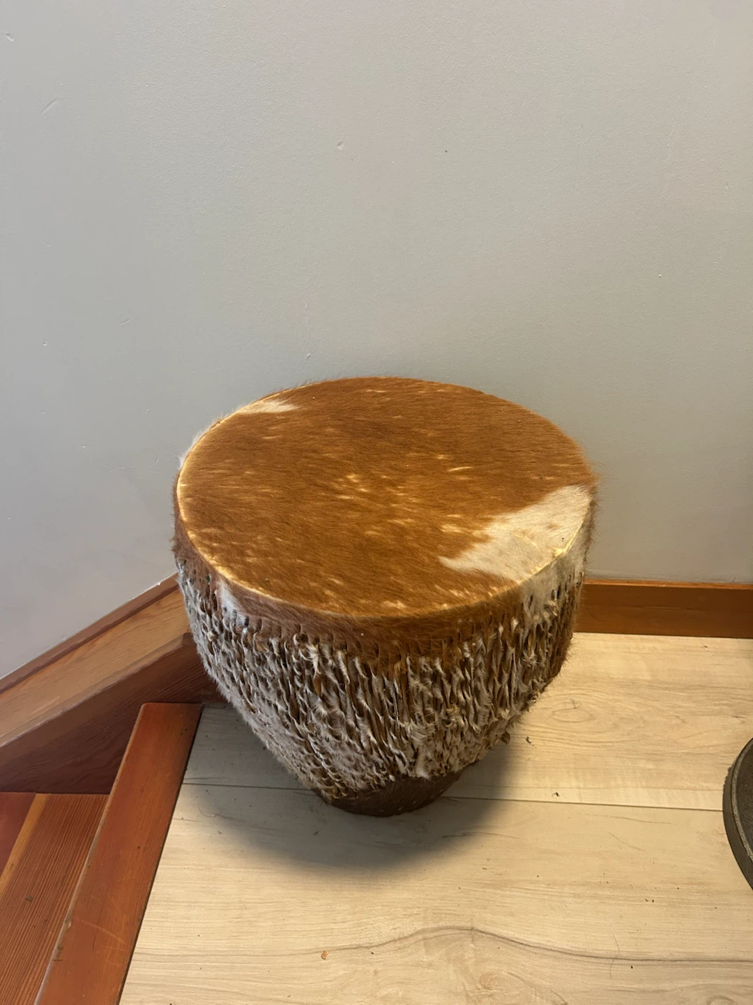 Unique Cowhide Drum Stool/Side Table - photo 2