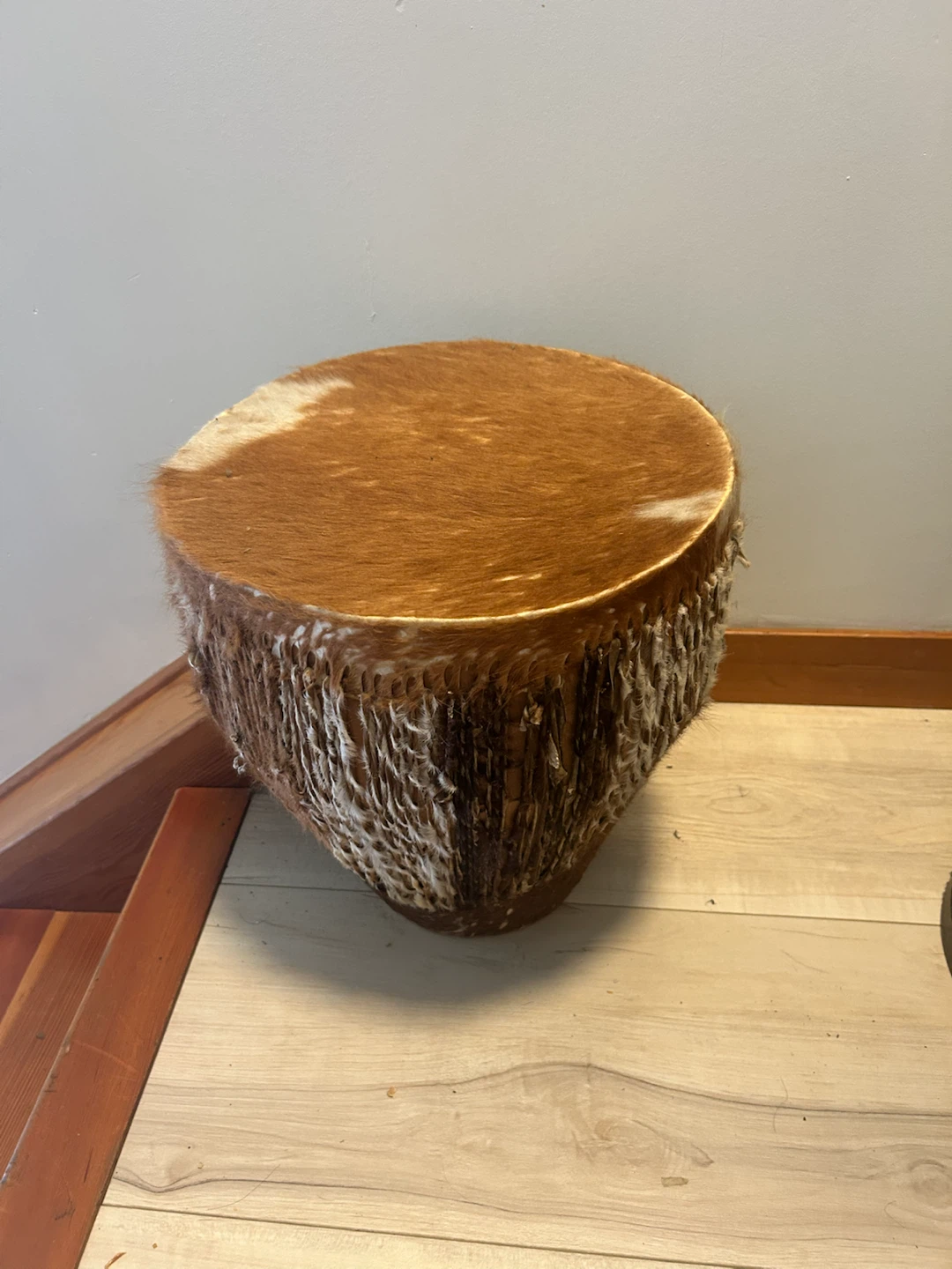 Unique Cowhide Drum Stool/Side Table - photo 3