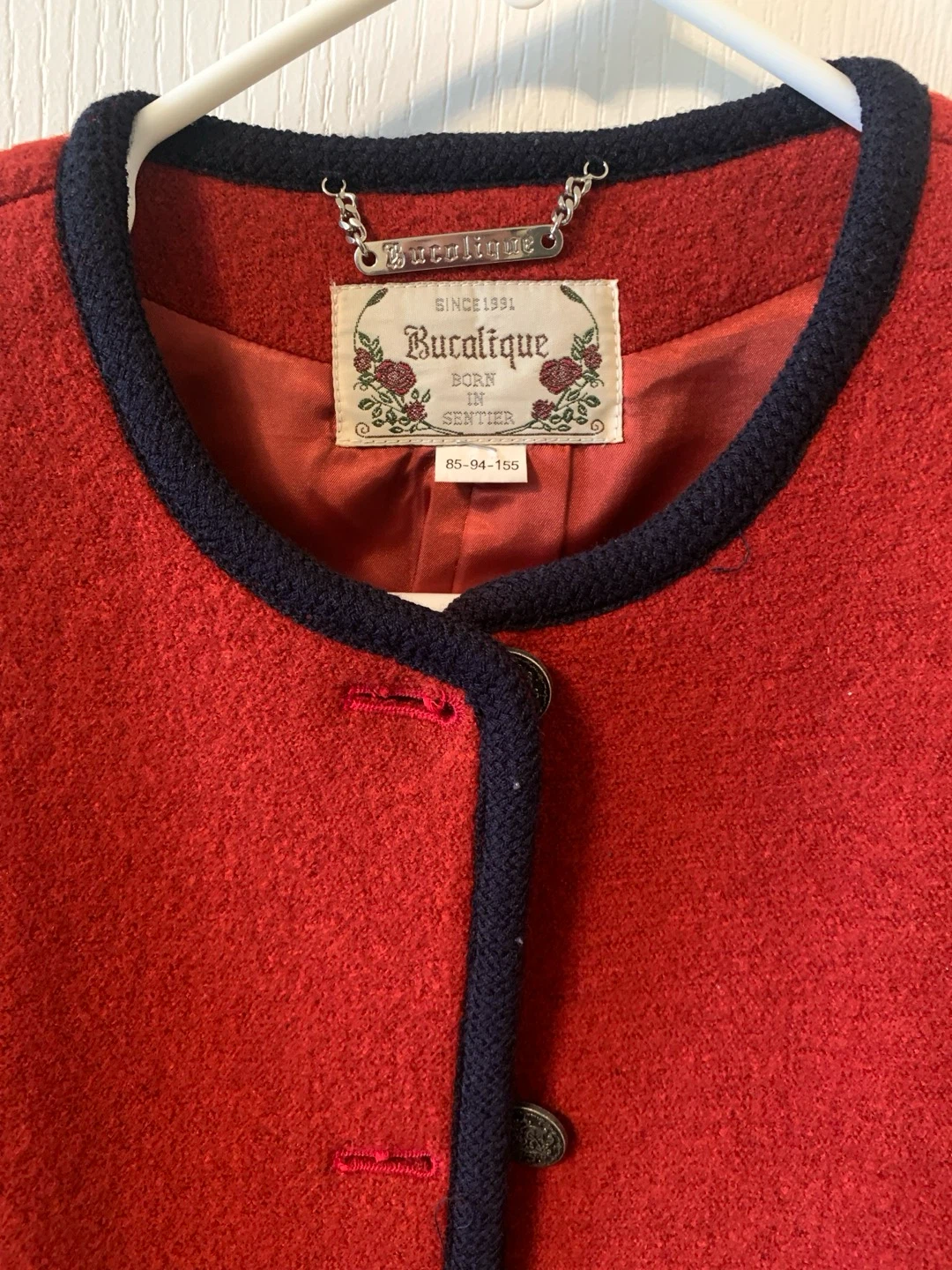 Bucalique Red Wool Blend Embroidered Jacket - photo 2