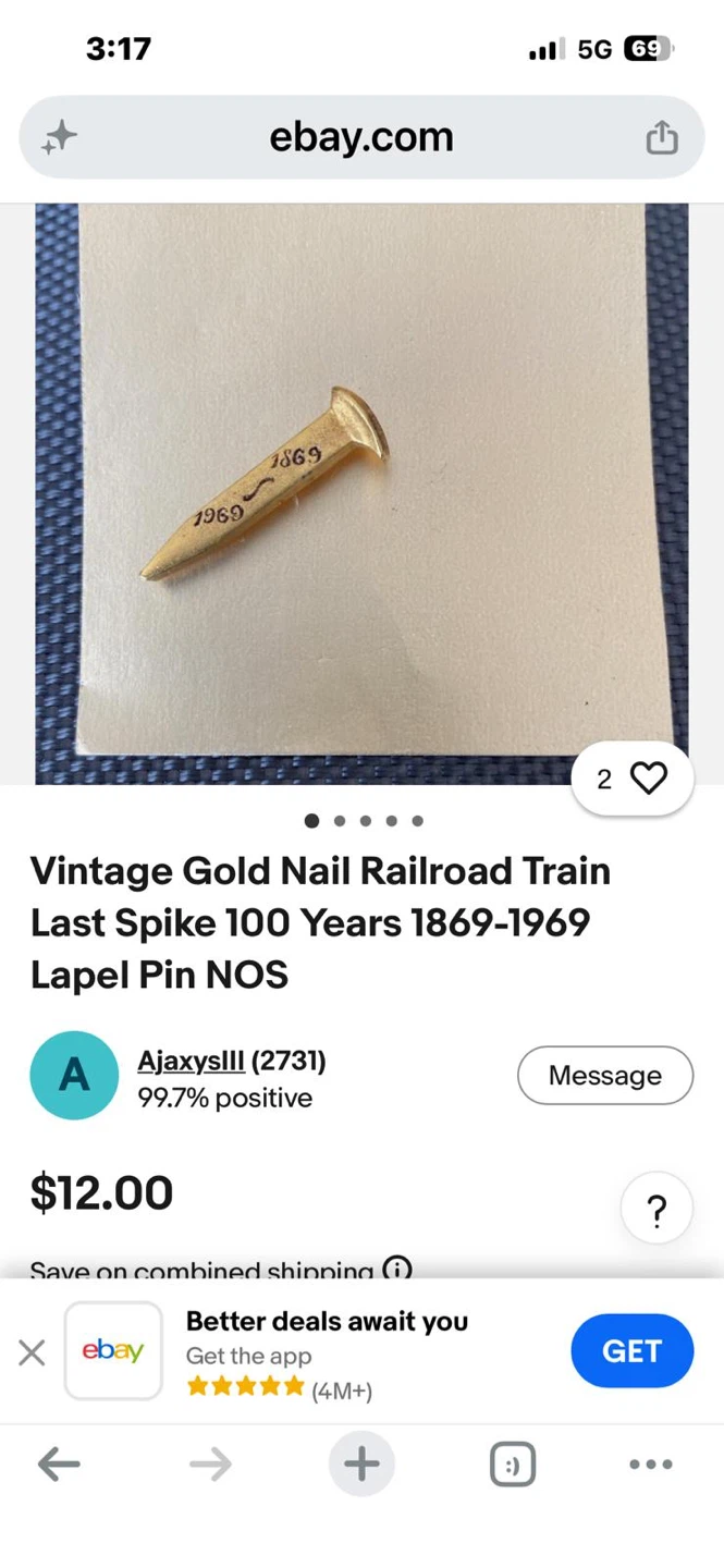 Vintage Gold Nail 1869-1969 for sell - photo 2