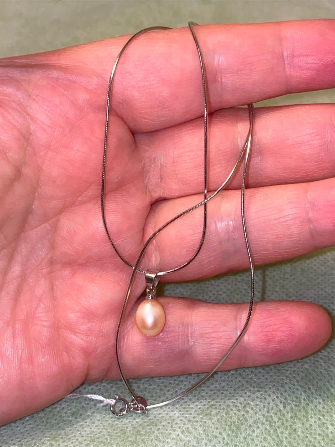 Sterling Silver 925 Pearl Necklace 18 inches