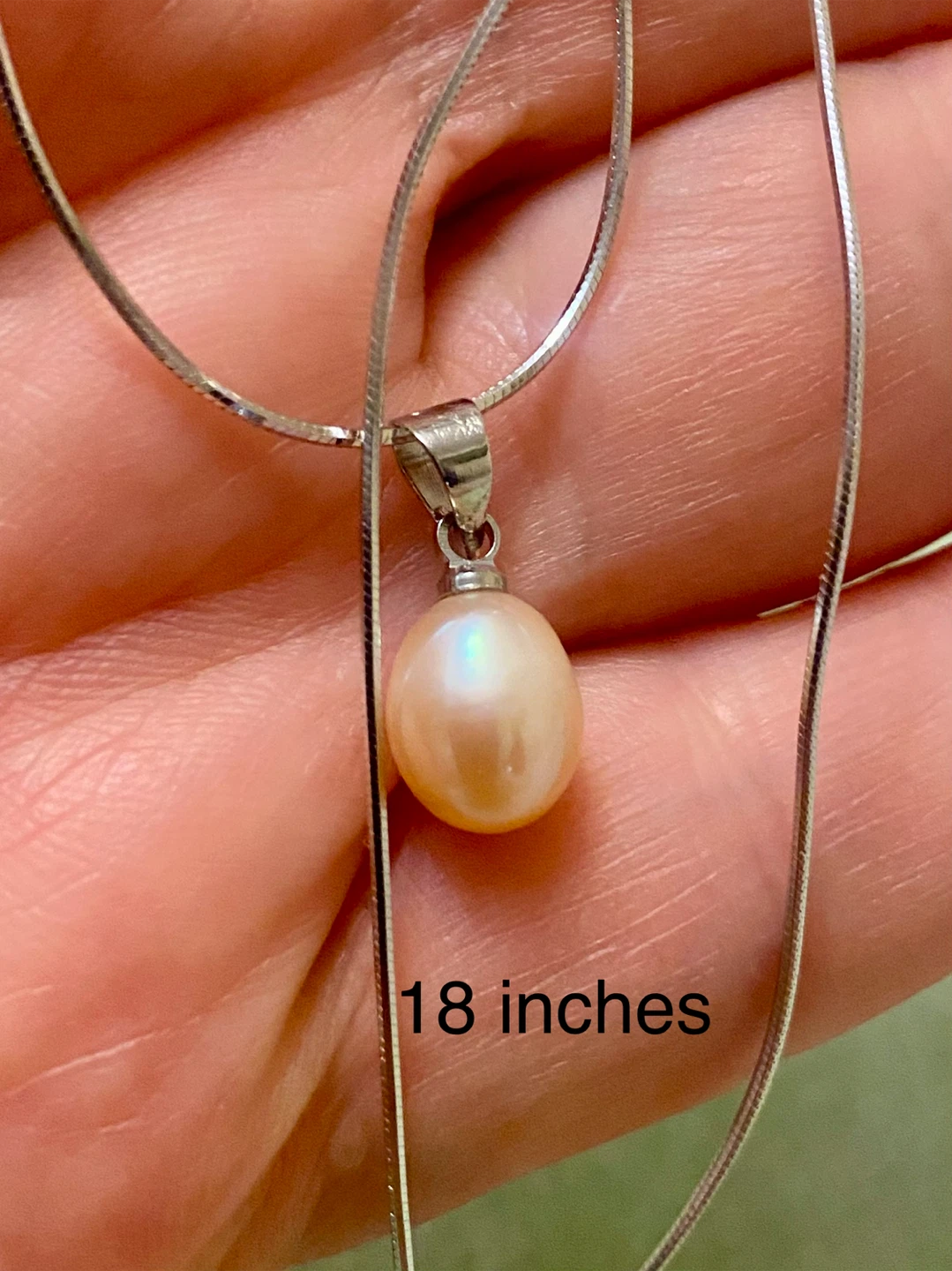 Sterling Silver 925 Pearl Necklace 18 inches - photo 2