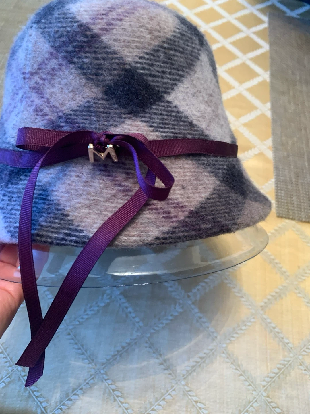Plaid Bucket Hat with Ribbon Accent