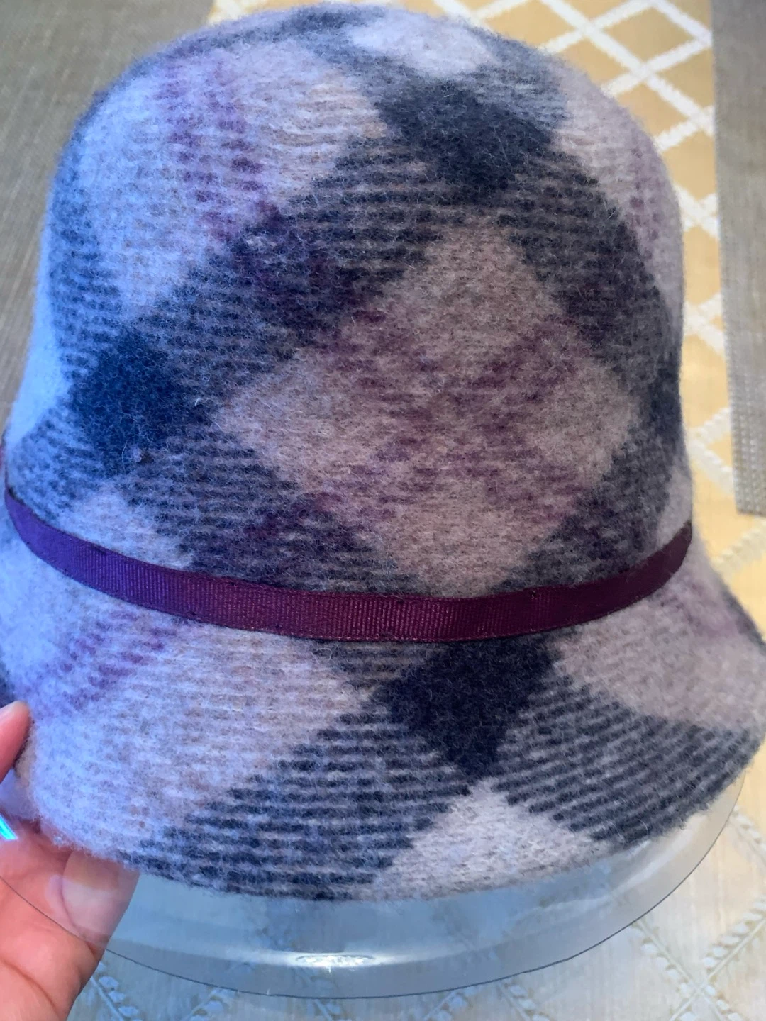 Plaid Bucket Hat with Ribbon Accent - photo 2