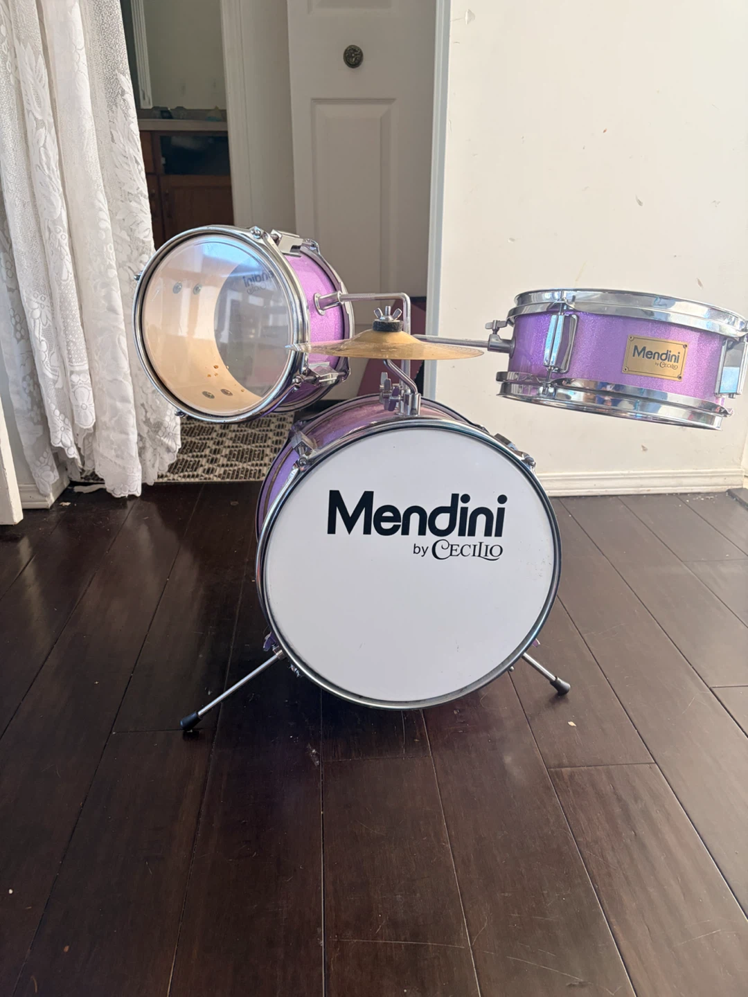 Mendini by Cecilio Kids Drum Set - Purple Glitter