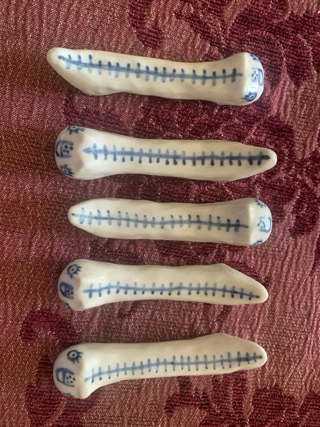 Ceramic Chopstick Rests - Blue & White