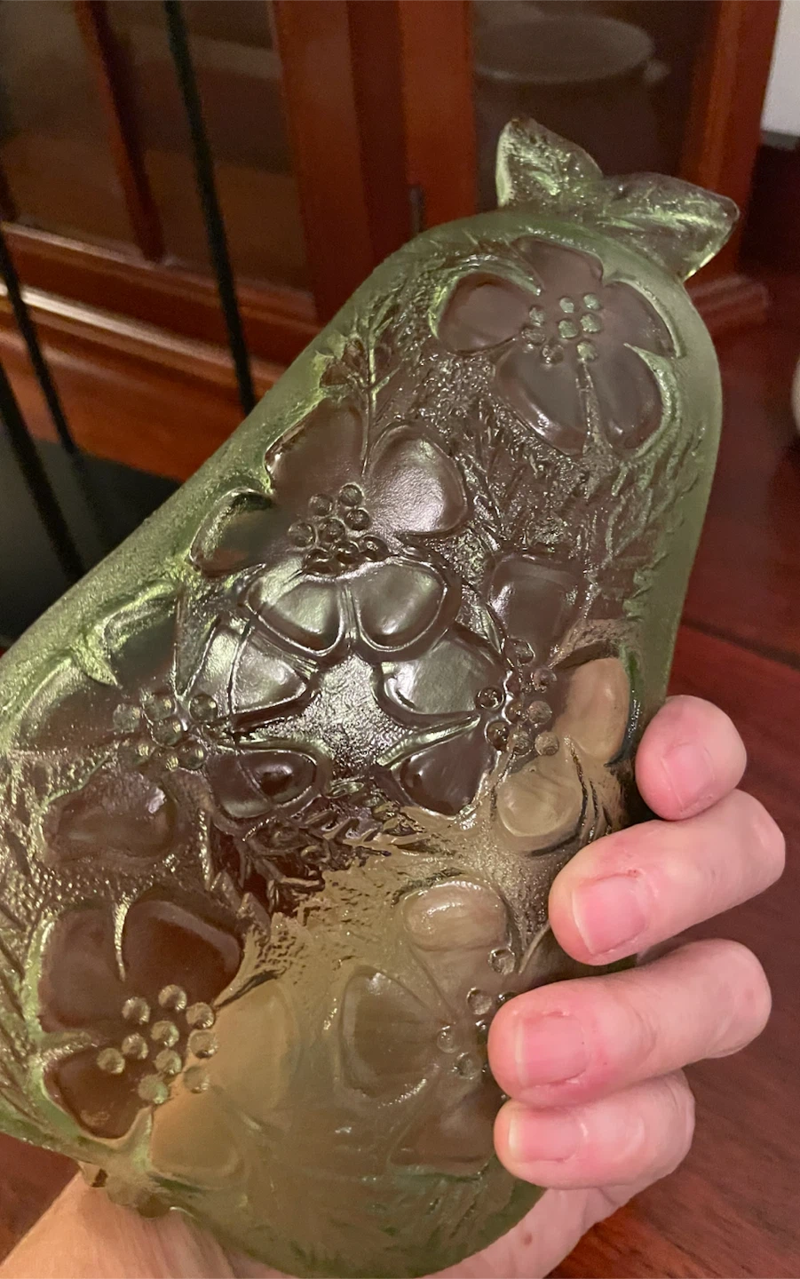 Glass Pear-shaped Dish with Floral Embossing - photo 2