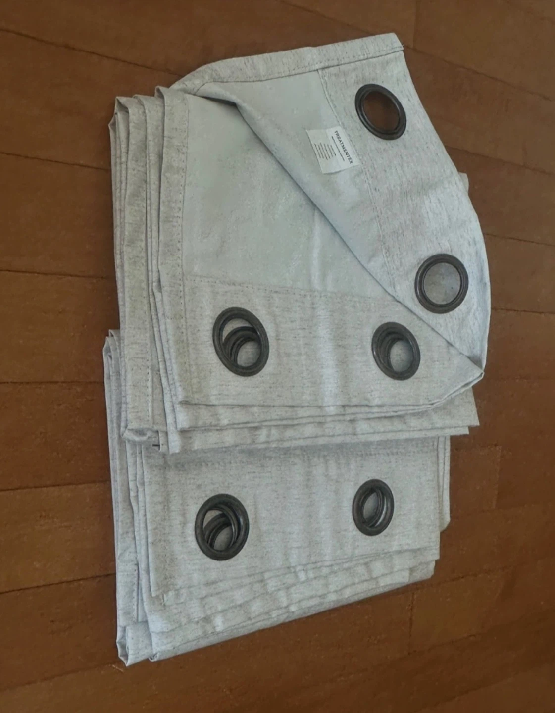 7” set  Grey Grommet Curtains