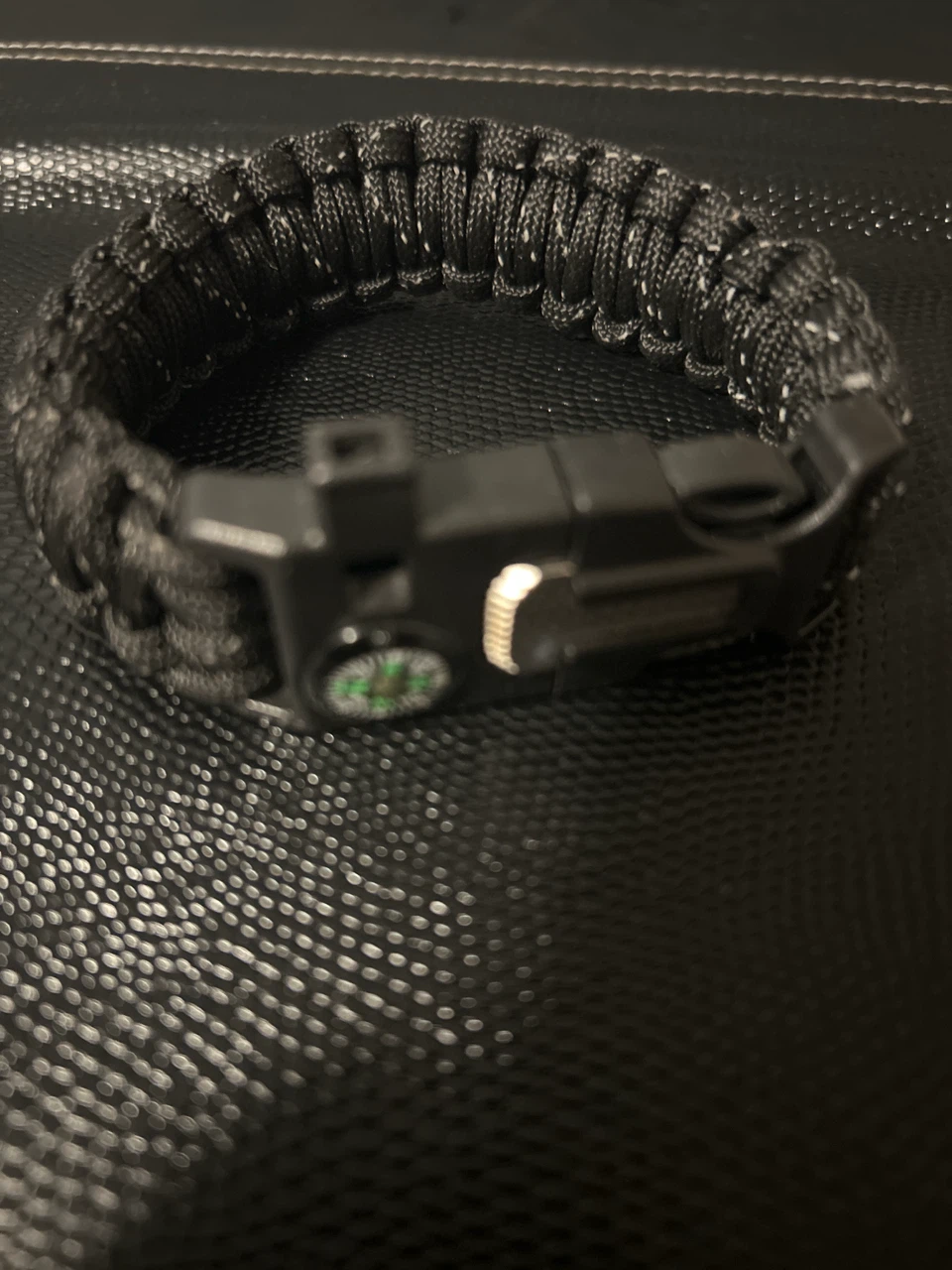 Black Paracord Survival Bracelet with Compass