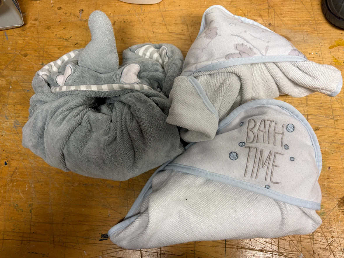 Baby Hooded Towels - Elephant and "Bath Time" Designs
