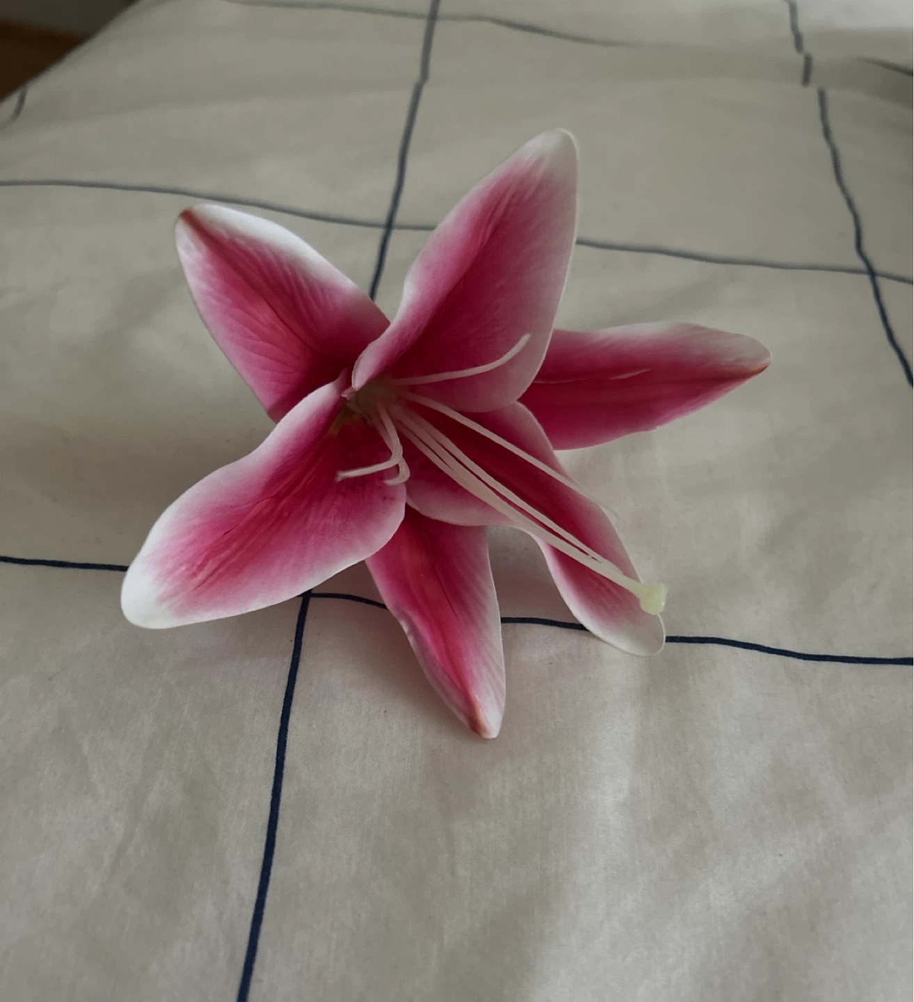 Pink and White Lily Flower hair clip