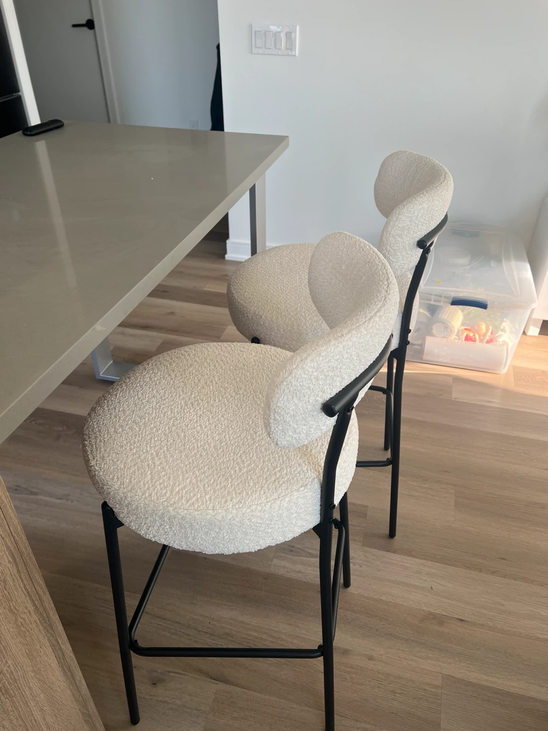 Cream Boucle Bar Stools (Set of 2)