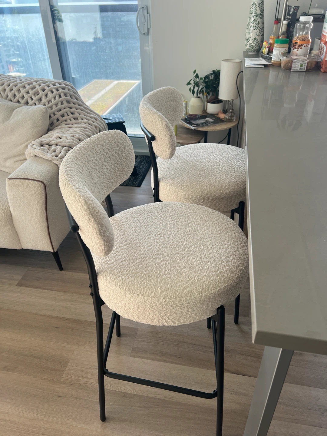 Cream Boucle Bar Stools (Set of 2) - photo 2
