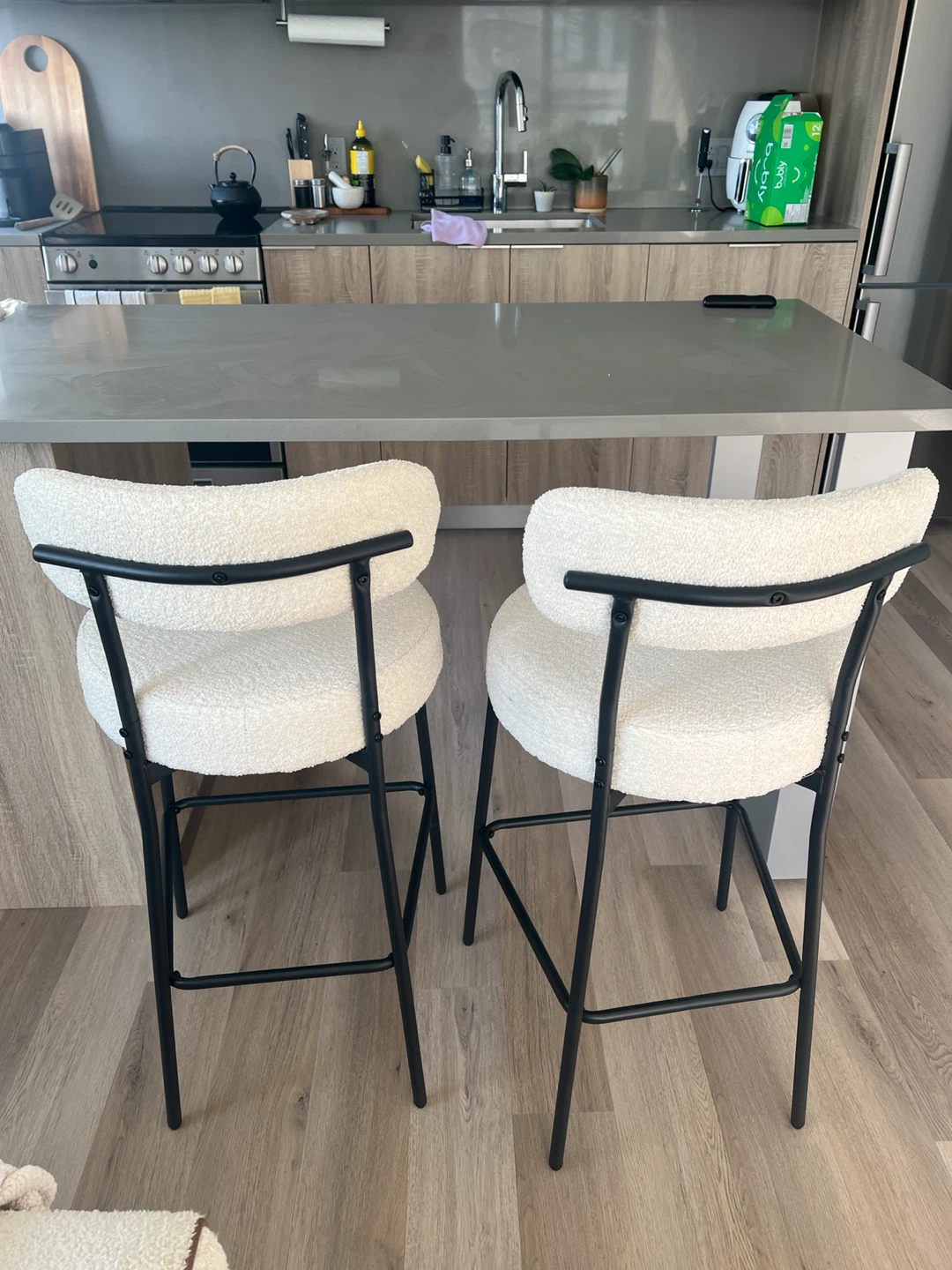 Cream Boucle Bar Stools (Set of 2) - photo 3