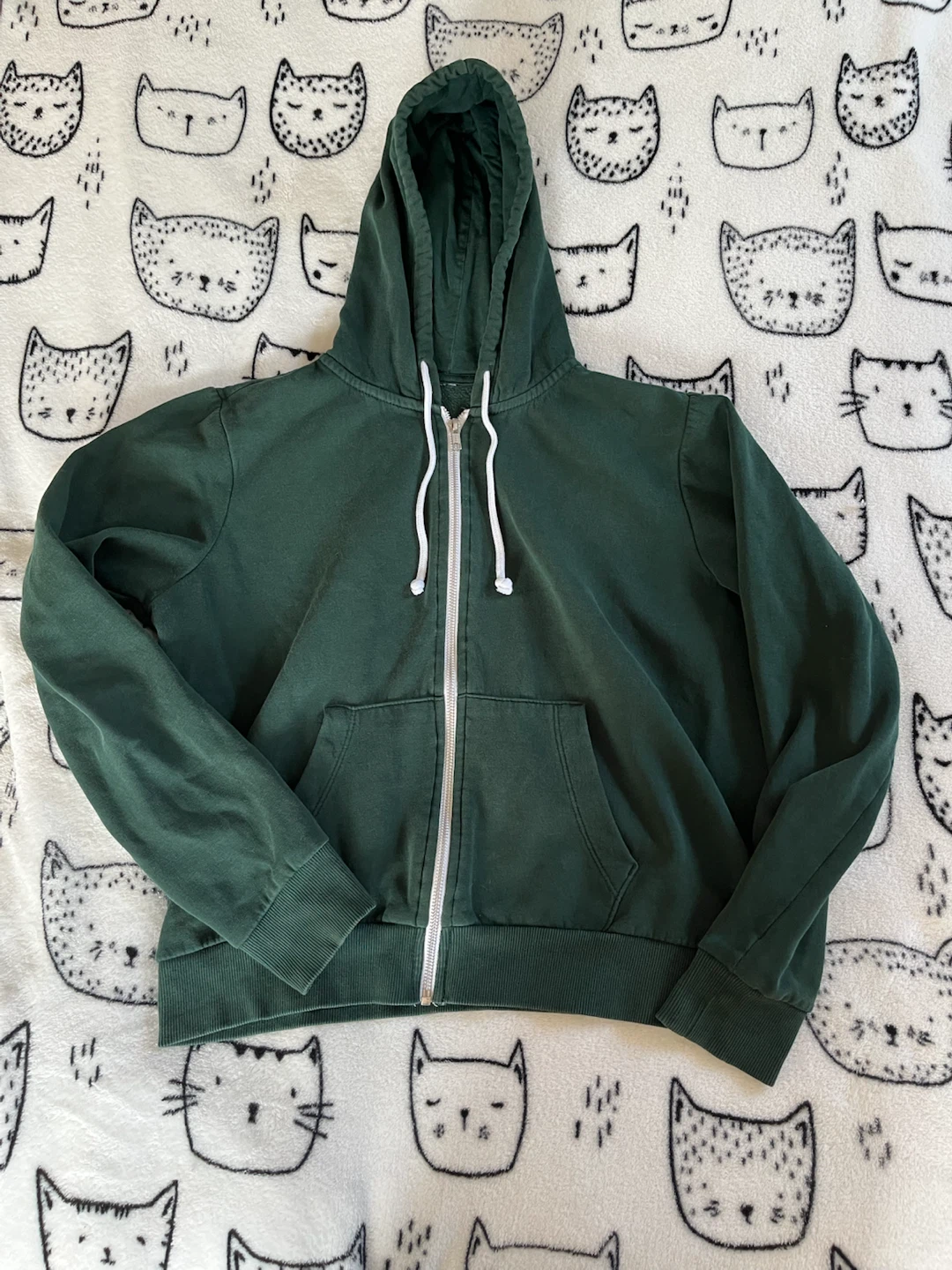 Forest Green Cropped Zip-Up Hoodie