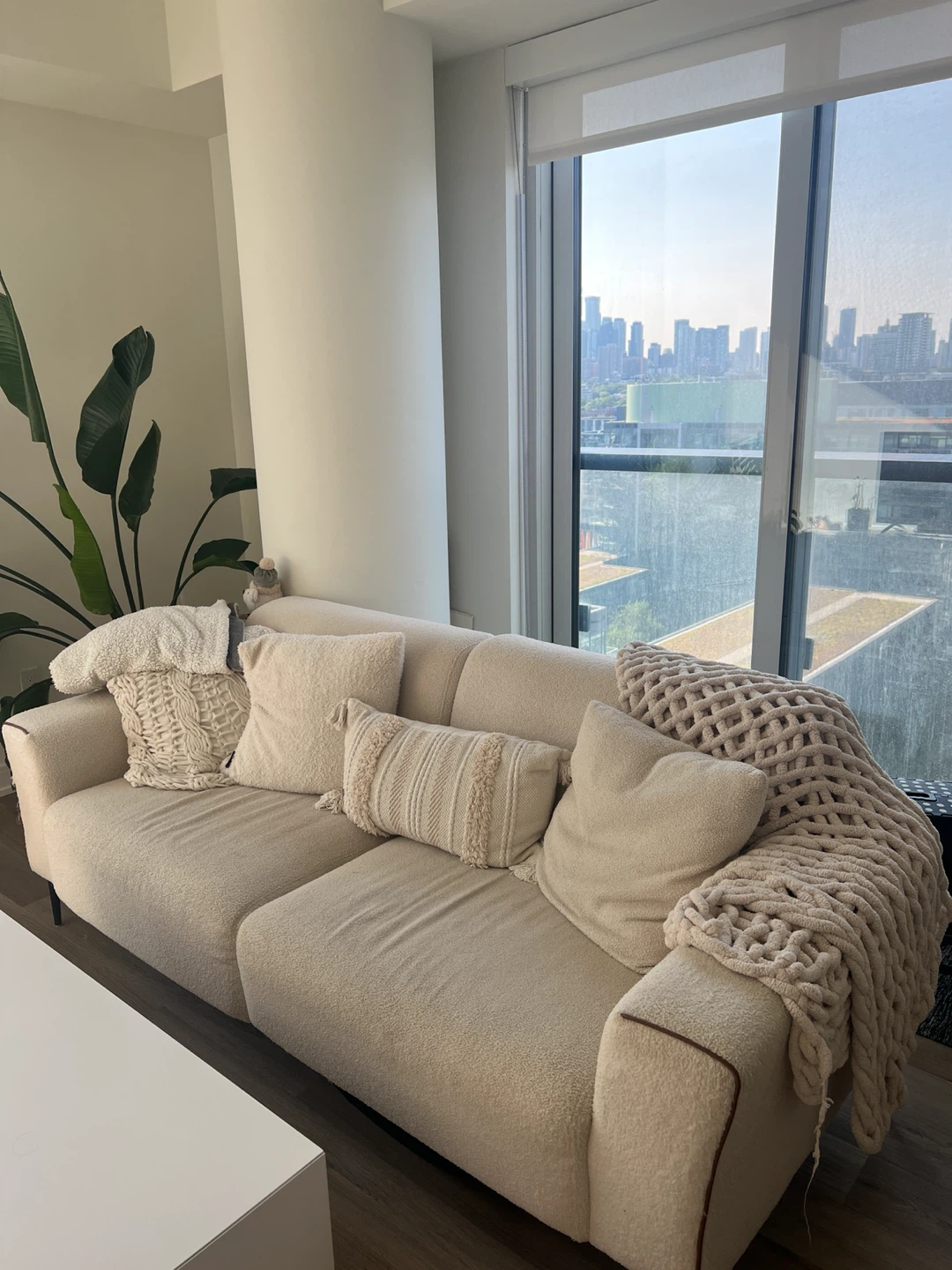 White Boucle Couch