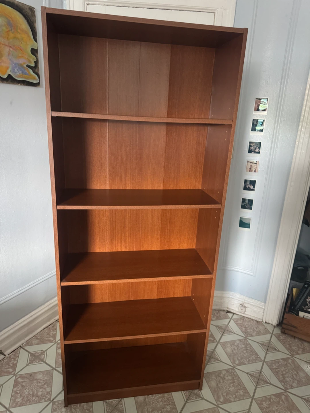Tall Brown 5-Shelf Bookcase / Bookshelf