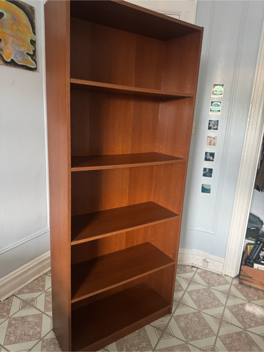 Tall Brown 5-Shelf Bookcase / Bookshelf - photo 2