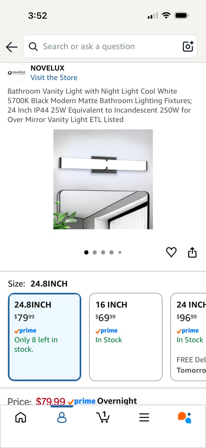 Bathroom Vanity Light 24 Inch LED Cool White 5700K Black - photo 3