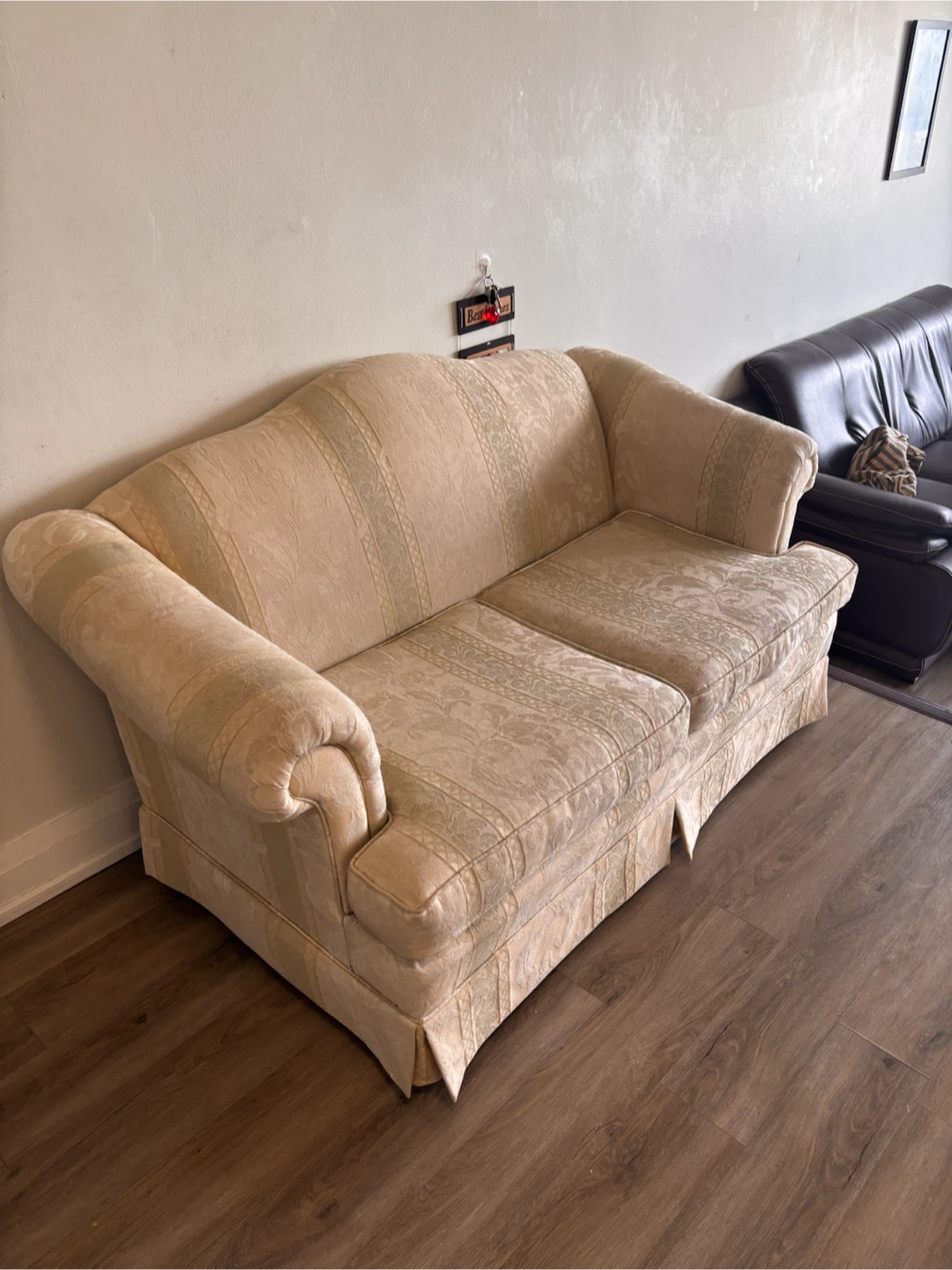 Beige Floral Loveseat Sofa