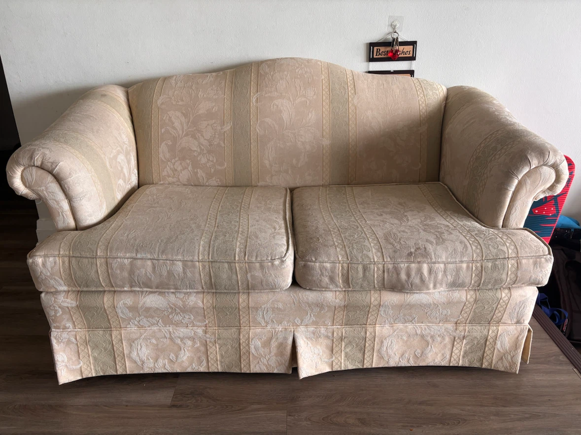 Beige Floral Loveseat Sofa - photo 2