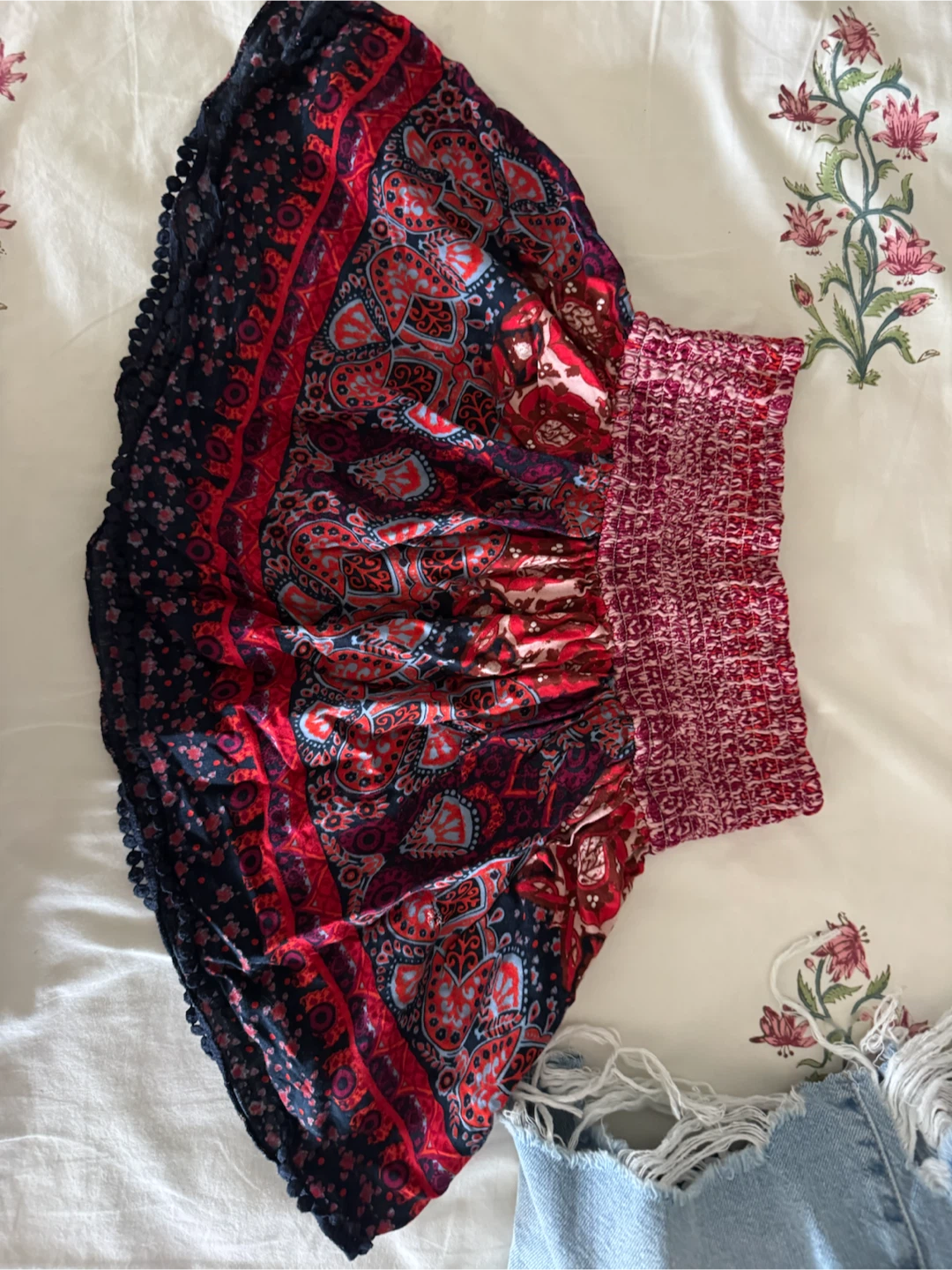 Boho Print Smocked Waist Shorts
