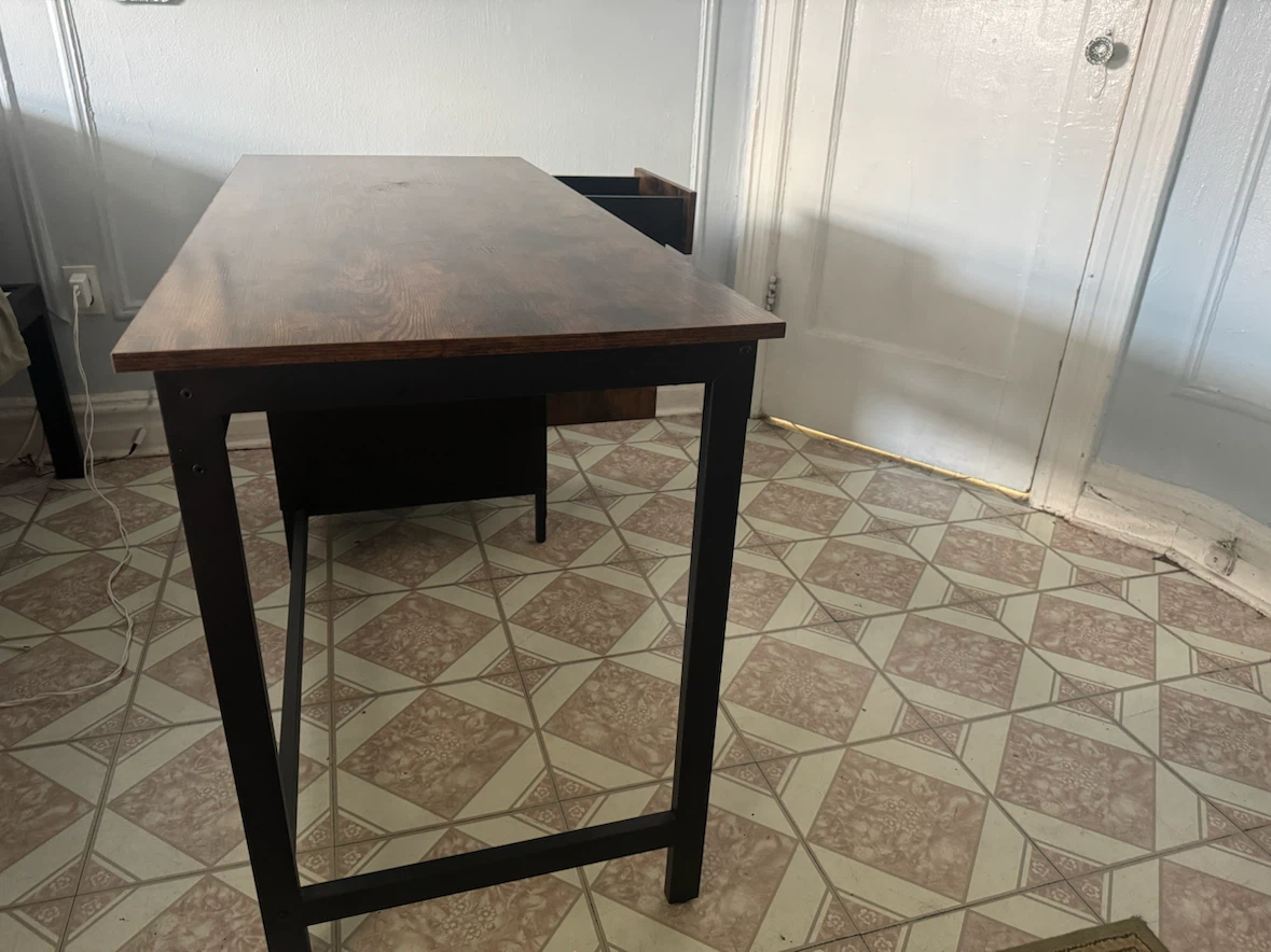 Industrial Rustic Brown Desk with Drawer and Storage Cabinet - photo 5