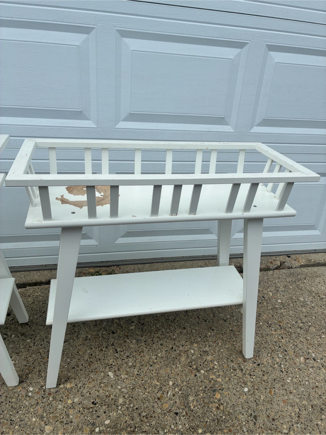 White Wooden Plant Stands with Shelves - Set of 2 - photo 3