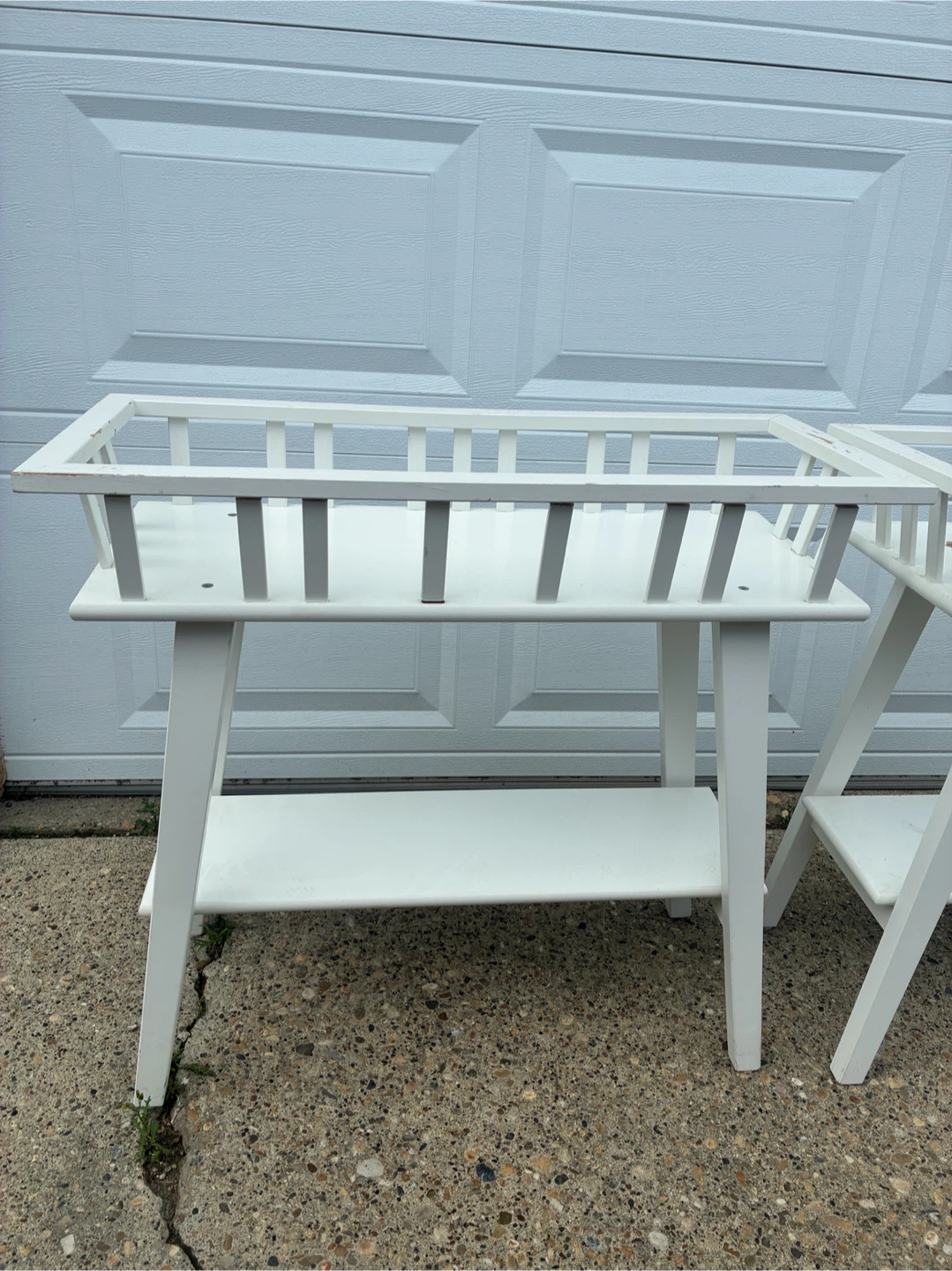 White Wooden Plant Stands with Shelves - Set of 2 - photo 4
