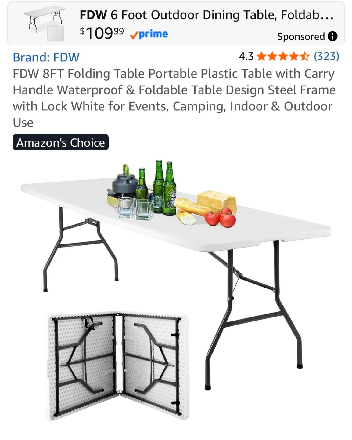 2 FDW Folding Tables -6ft & 8ft