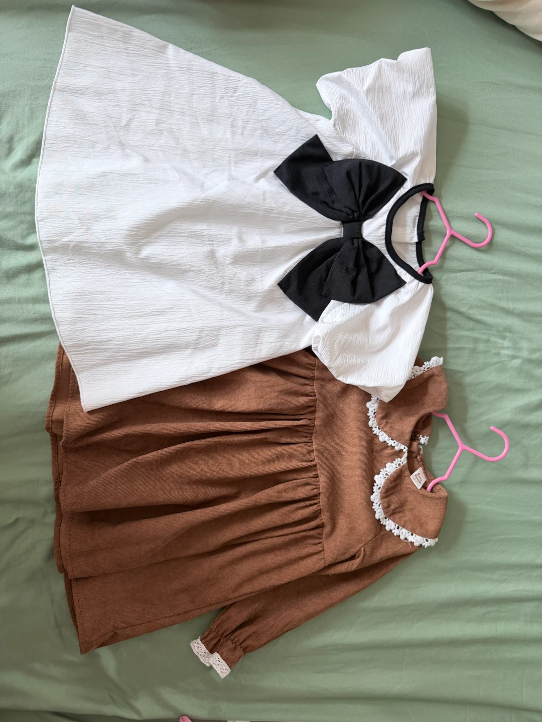 White Puff Sleeve Dress with Black Bow
