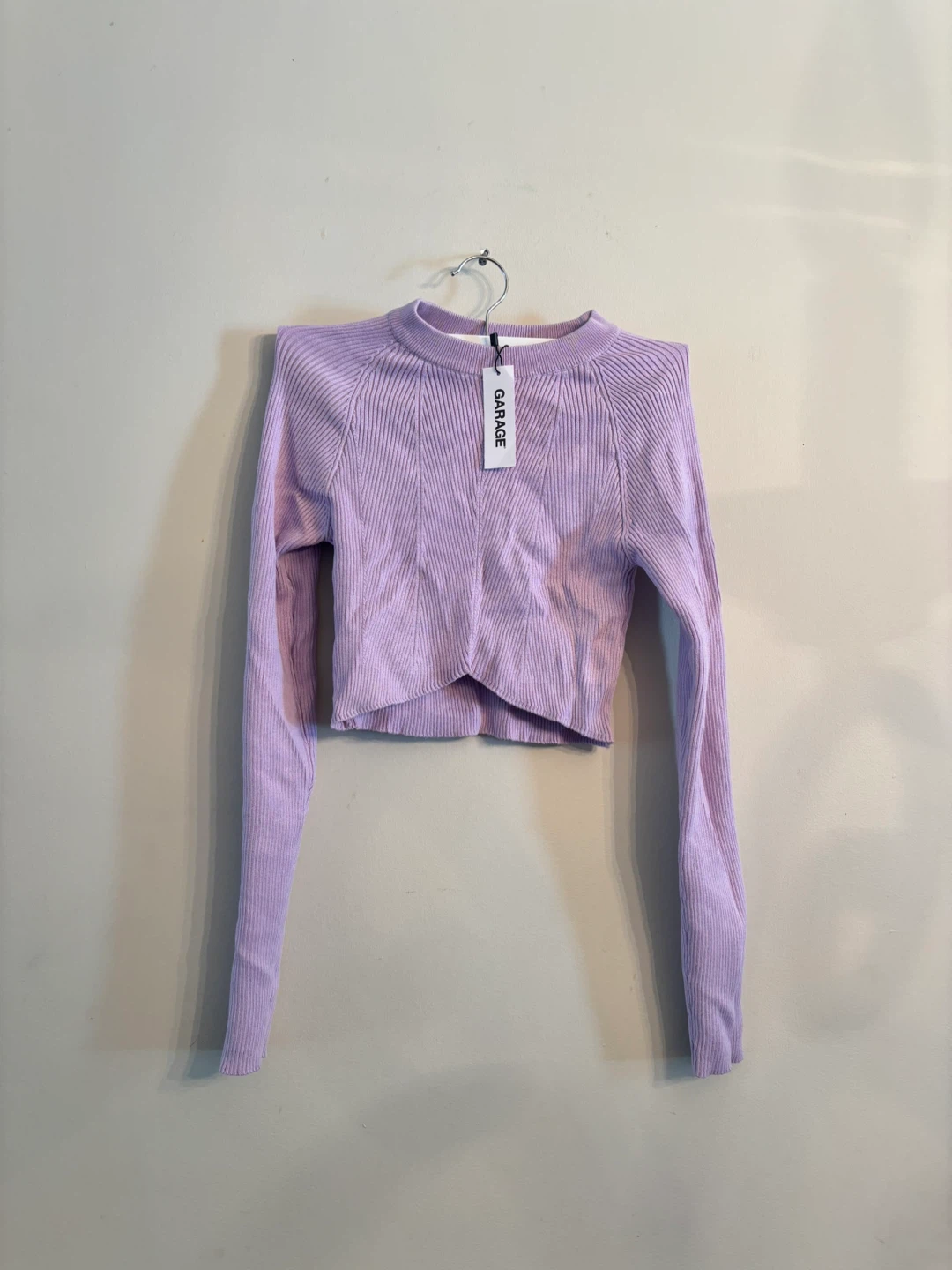 Brand New Garage Ribbed Cropped Sweater - Pastel Lilac