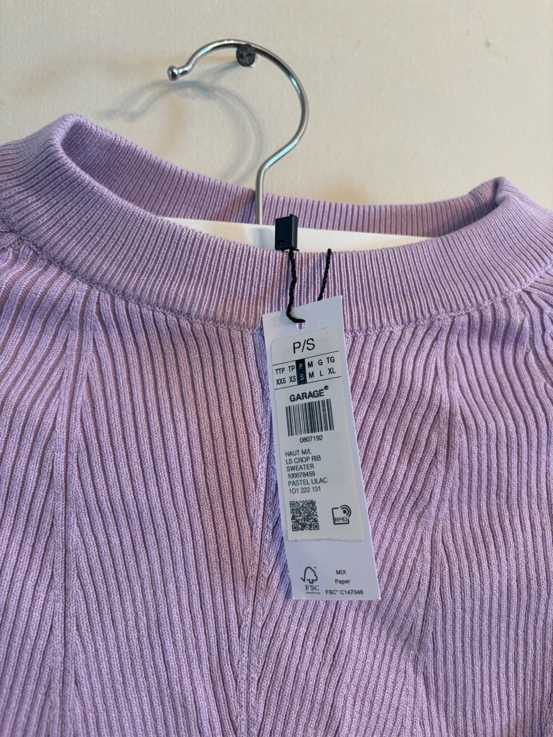 Brand New Garage Ribbed Cropped Sweater - Pastel Lilac - photo 2