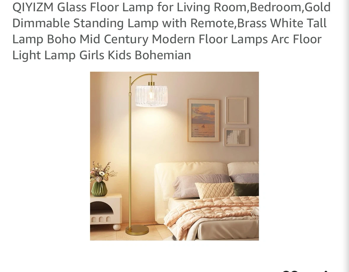 QIYIZM Gold Dimmable Floor Lamp with Remote
